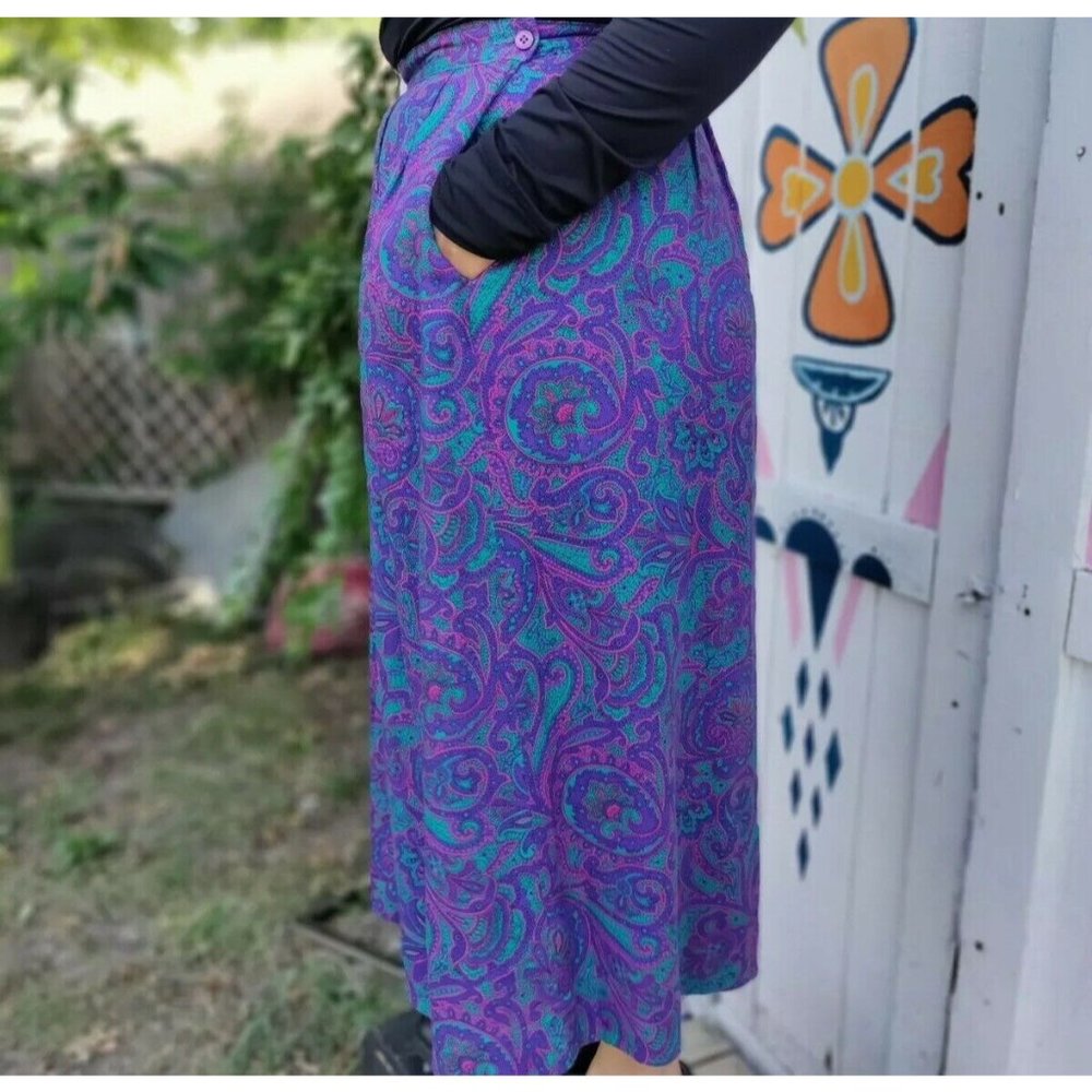 VTG, Sz 14, Made in US, Skirt, Country Sophisticates, Long Skirt, Purple,